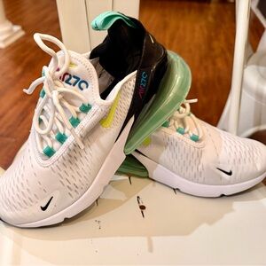 Nike Kids Air Max 270 White with Green and Black Accents